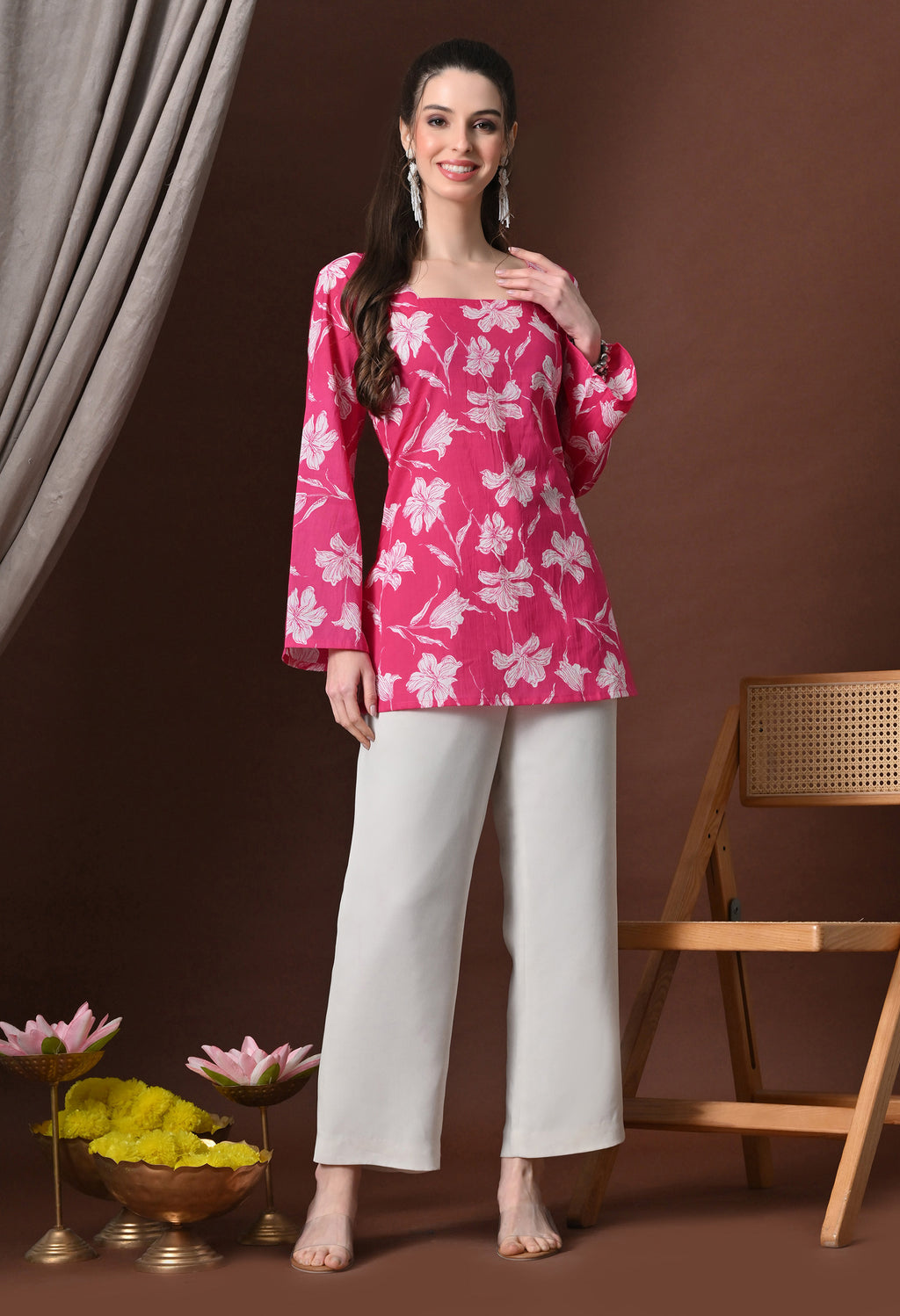 Floral Print Short Kurti
