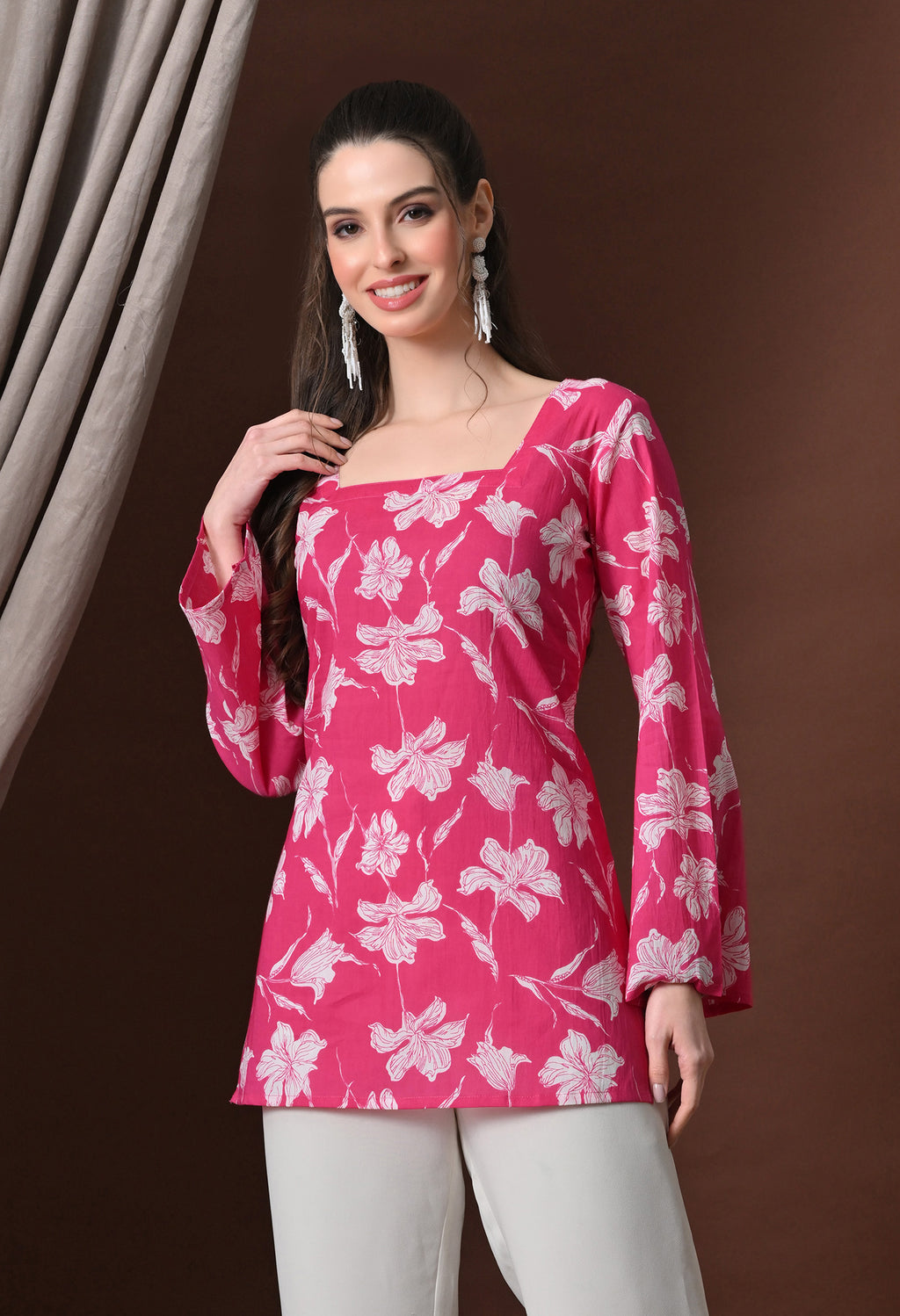 Floral Print Short Kurti