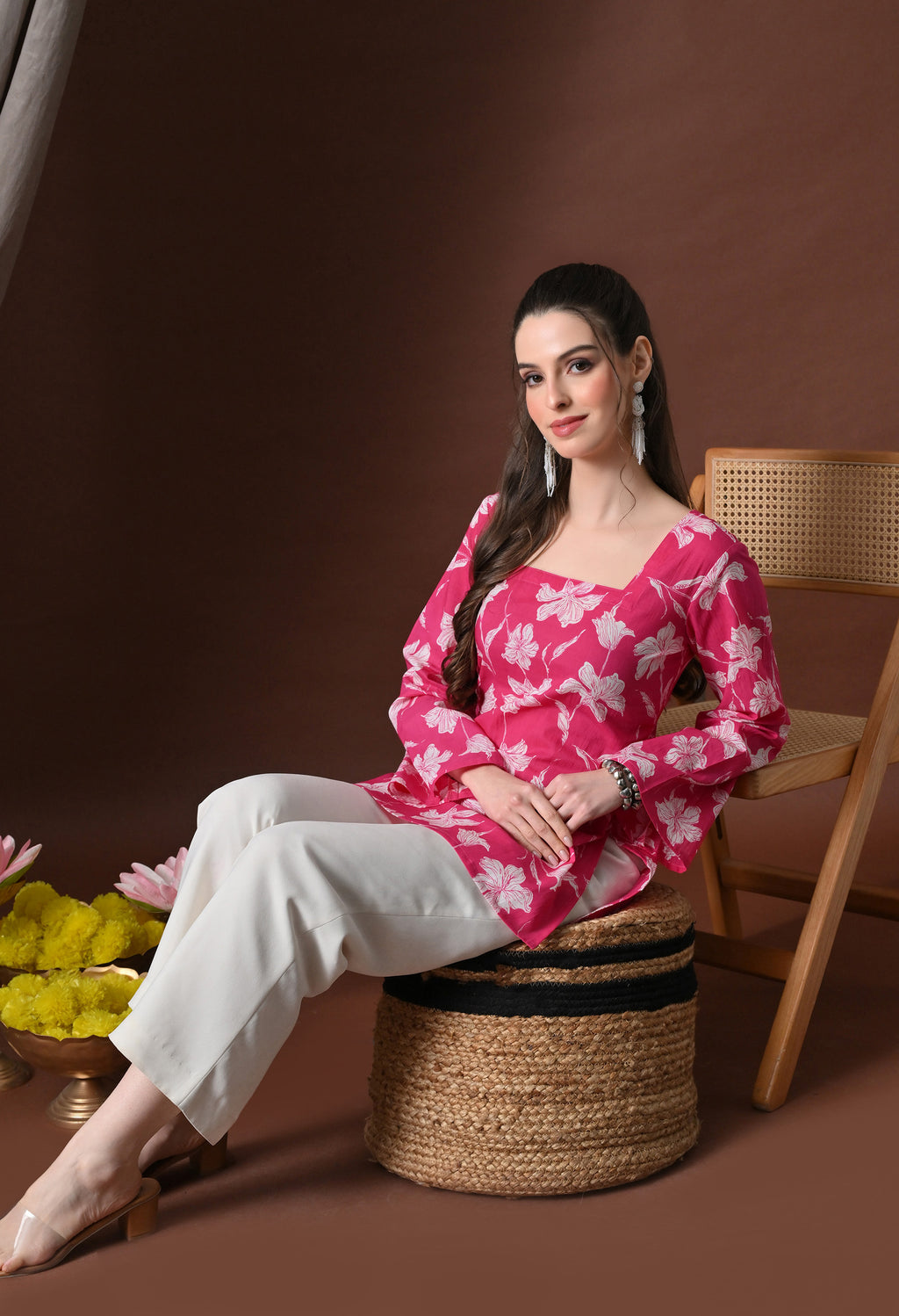 Floral Print Short Kurti