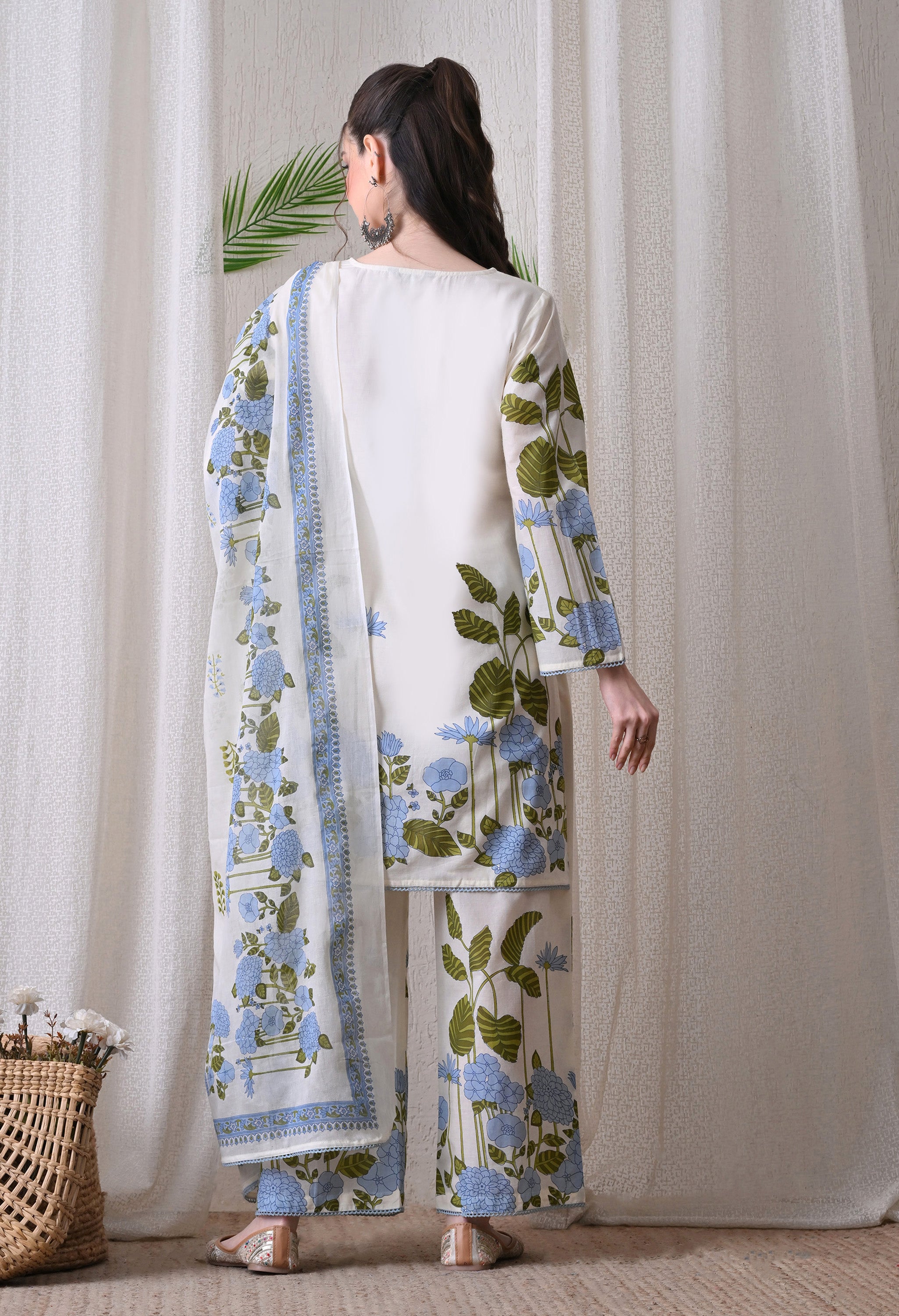 Floral Printed Suit Set with Dupatta