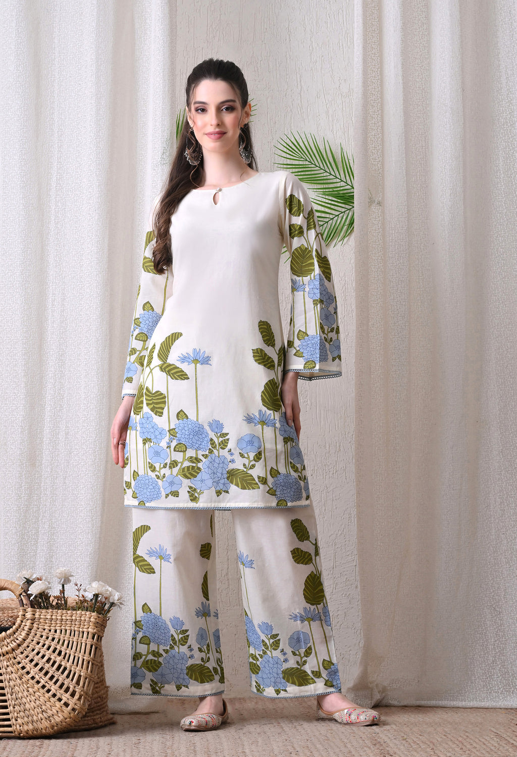 Floral Printed Suit Set with Dupatta