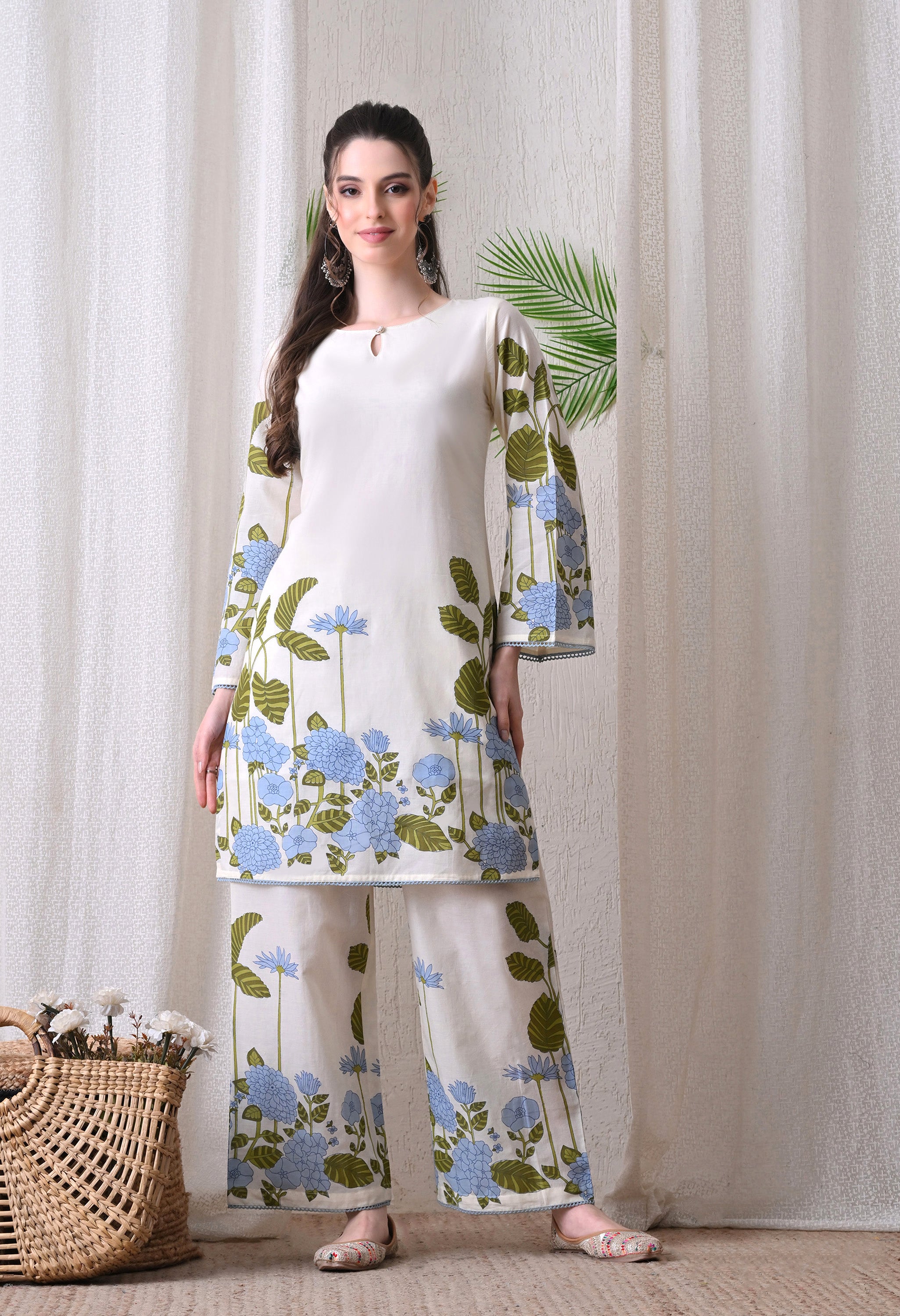 Floral Printed Suit Set with Dupatta