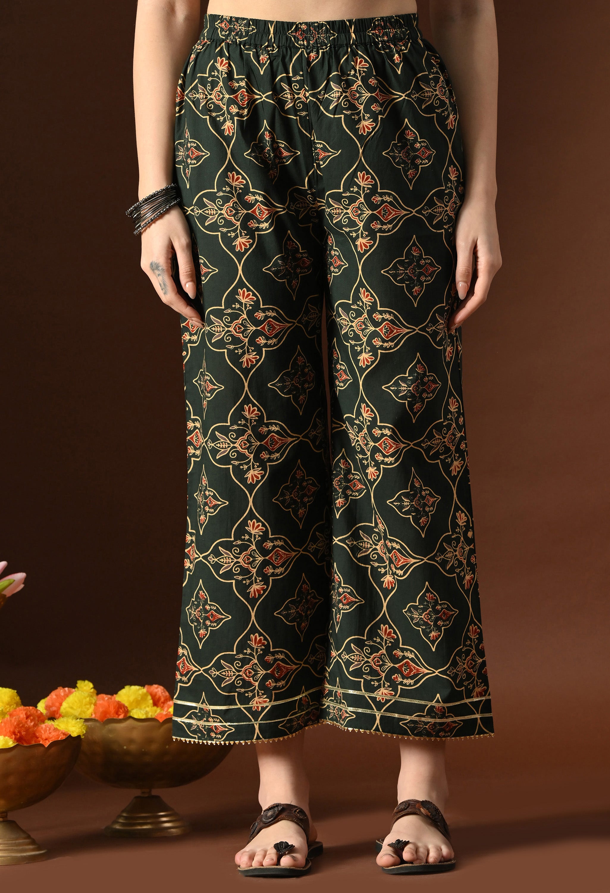 Forest Green Mandana Inspired Print Ethnic Set