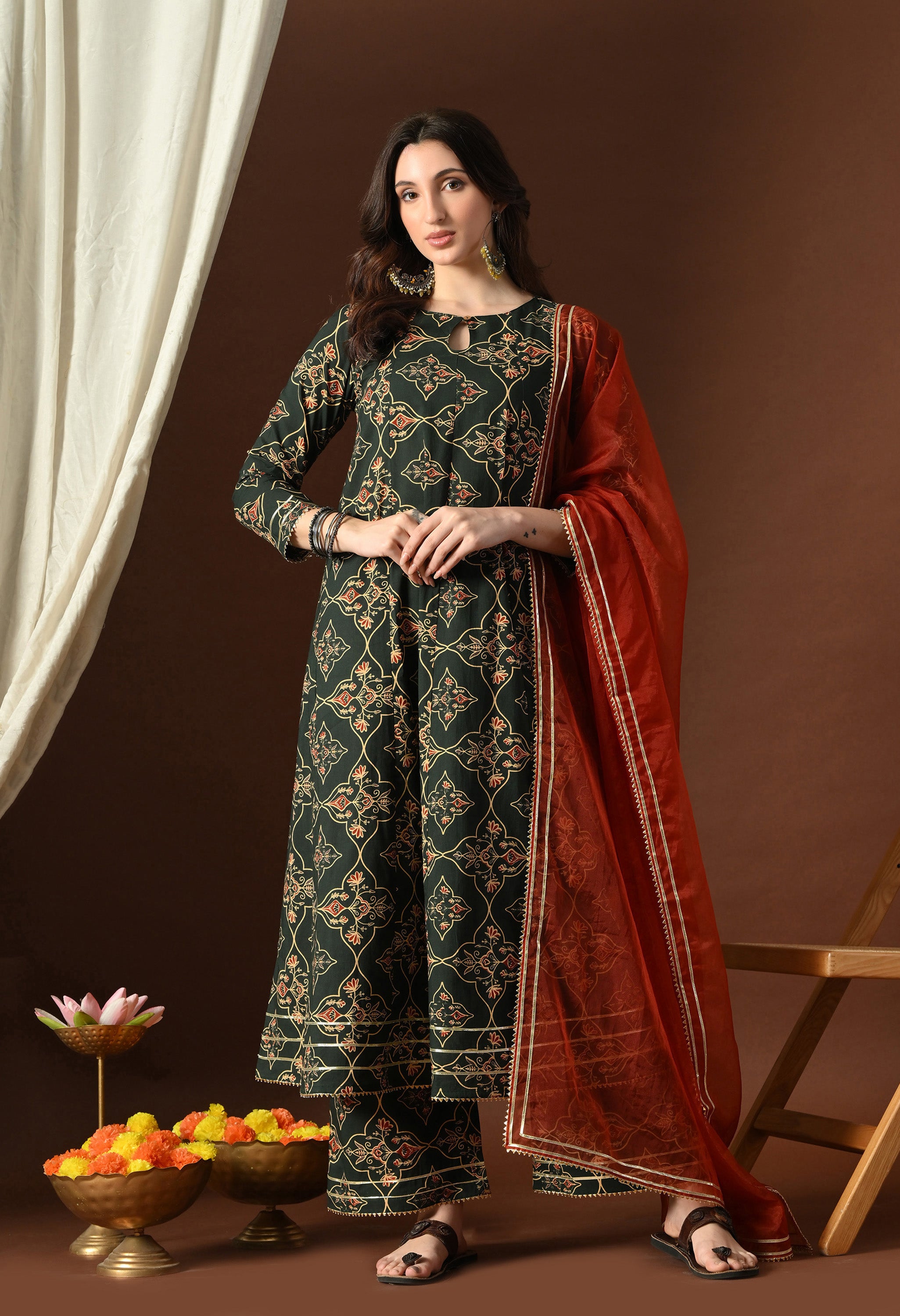 Forest Green Mandana Inspired Print Set