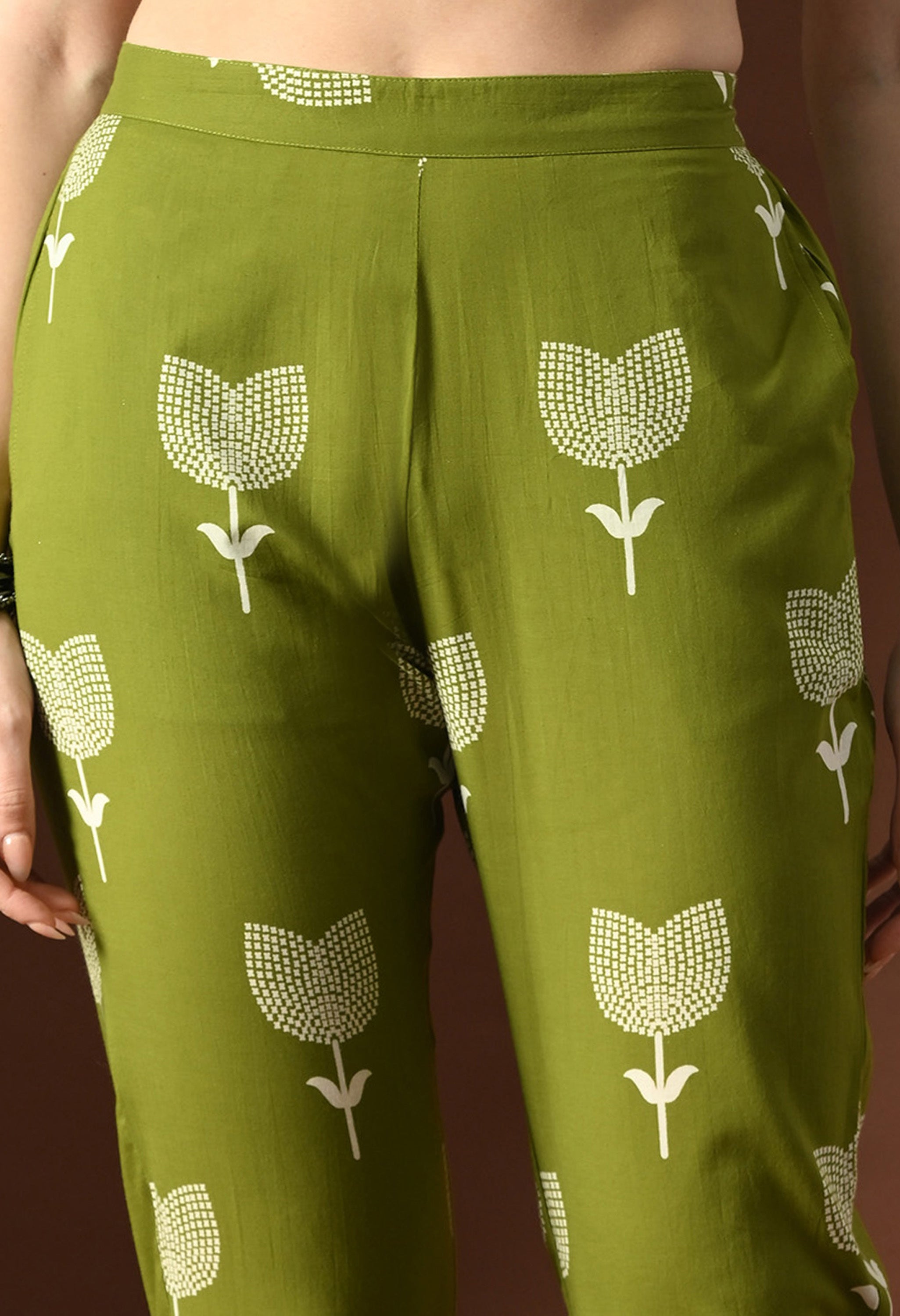 Elegant Olive Green Cotton Kurta Set