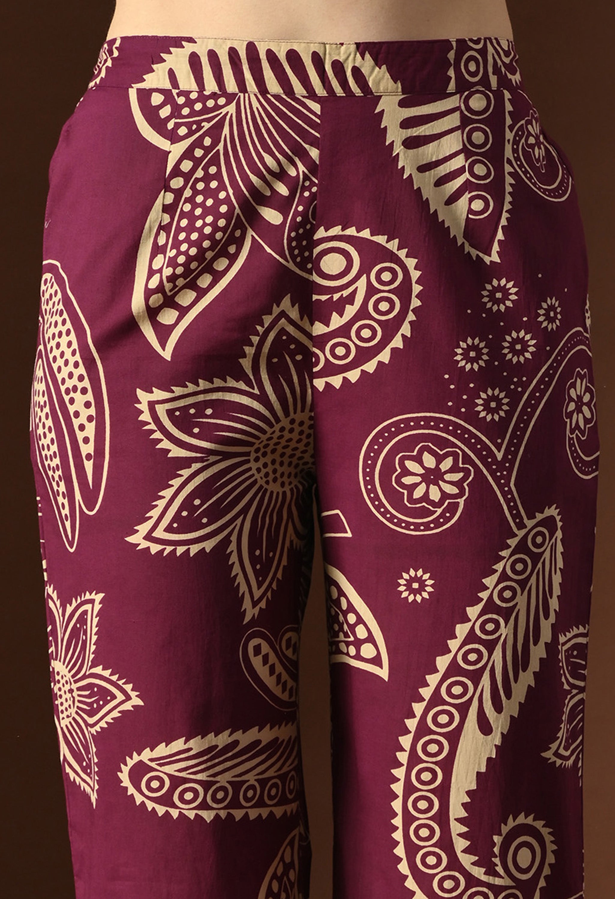 Plum Paisley Crop Top Set