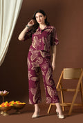 Plum Paisley Crop Top Set