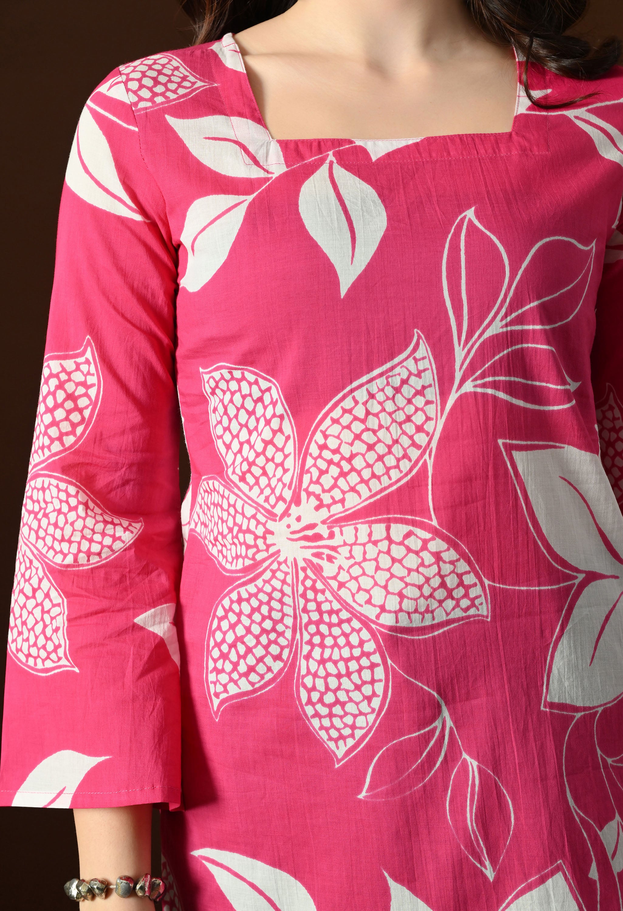 Chic Floral Print Rayon Short Kurti for Women