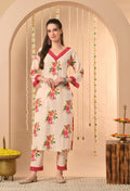 Peach Floral Printed Kurta Set